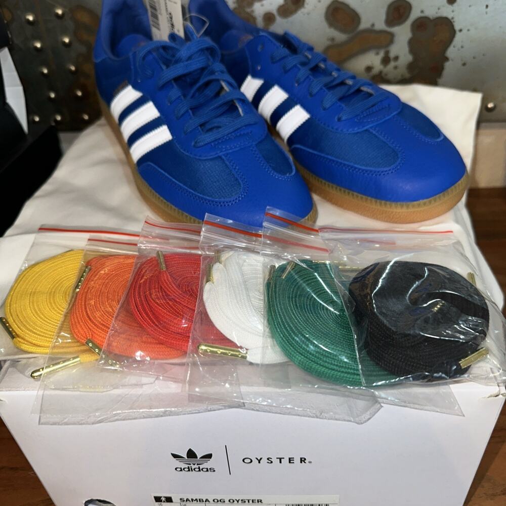 Adidas Oyster Holdings x Samba Men's 10.5 OG Blue F35093 new with laces 2019